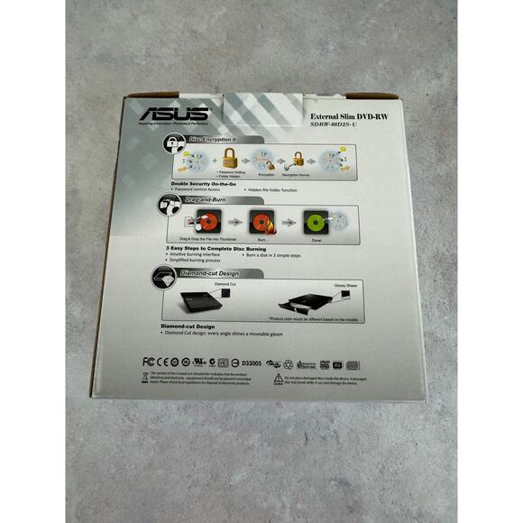 Asus SDRW-08D2S-UBGACI 8x External Dvd Writer Black Ext Slim Portable Diamond - Picture 2 of 5